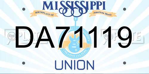 DA71119 Mississippi License Plate