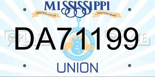 DA71199 Mississippi License Plate