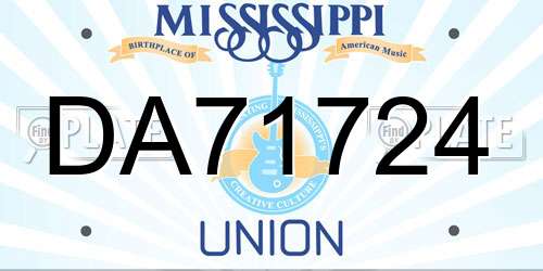 DA71724 Mississippi License Plate