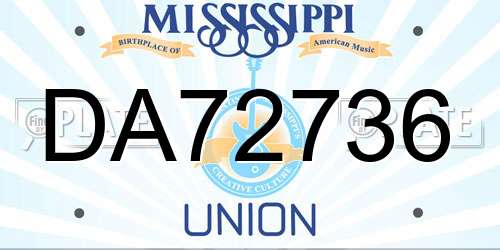 DA72736 Mississippi License Plate