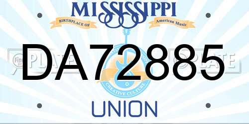 DA72885 Mississippi License Plate