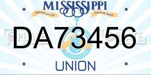 DA73456 Mississippi License Plate