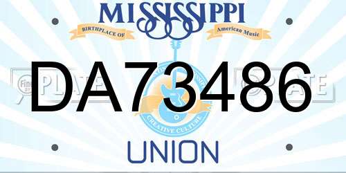 DA73486 Mississippi License Plate