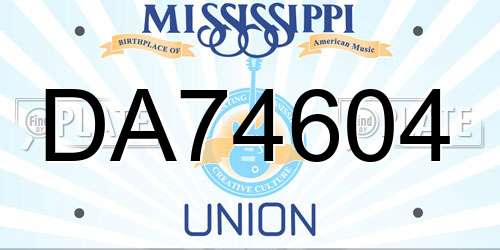 DA74604 Mississippi License Plate