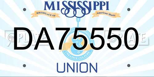 DA75550 Mississippi License Plate