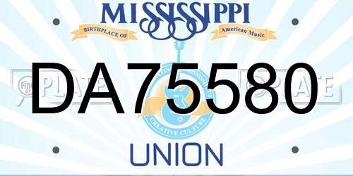 DA75580 Mississippi License Plate