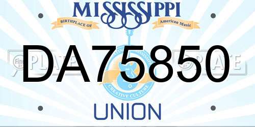 DA75850 Mississippi License Plate