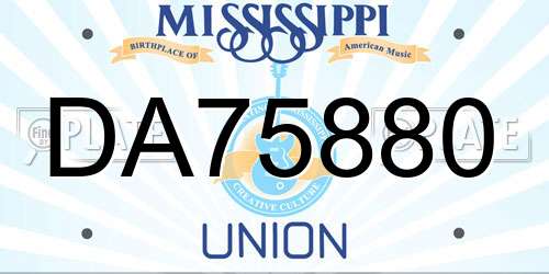 DA75880 Mississippi License Plate