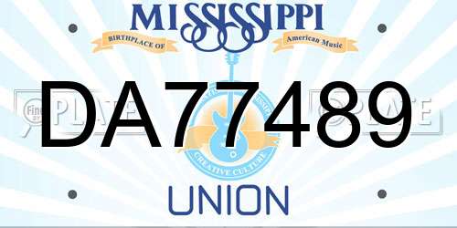 DA77489 Mississippi License Plate