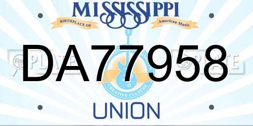DA77958 Mississippi License Plate