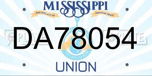 DA78054 Mississippi License Plate