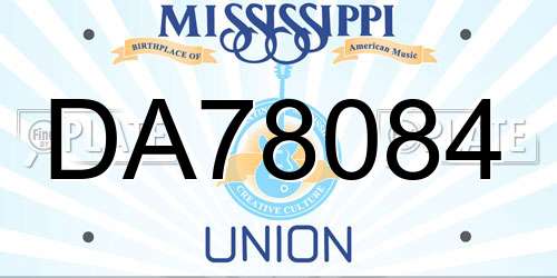 DA78084 Mississippi License Plate