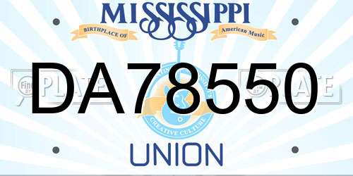 DA78550 Mississippi License Plate