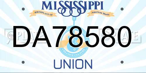 DA78580 Mississippi License Plate