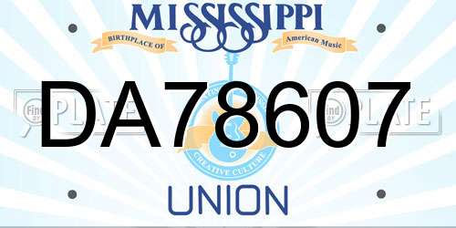 DA78607 Mississippi License Plate