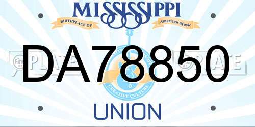 DA78850 Mississippi License Plate