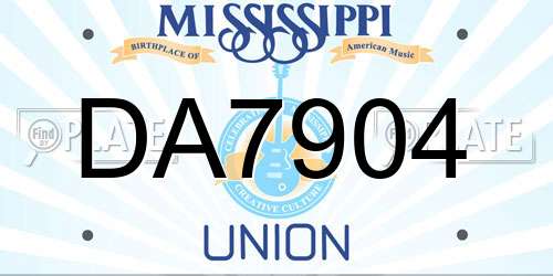 DA7904 Mississippi License Plate