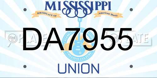 DA7955 Mississippi License Plate