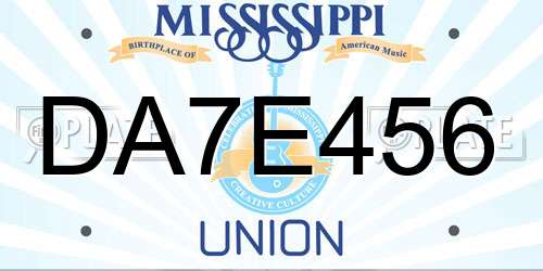 DA7E456 Mississippi License Plate