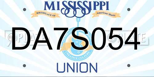 DA7S054 Mississippi License Plate