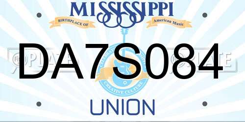 DA7S084 Mississippi License Plate