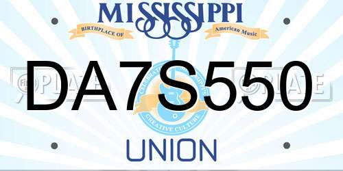 DA7S550 Mississippi License Plate