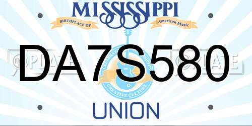 DA7S580 Mississippi License Plate