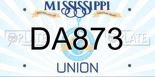 DA873 Mississippi License Plate