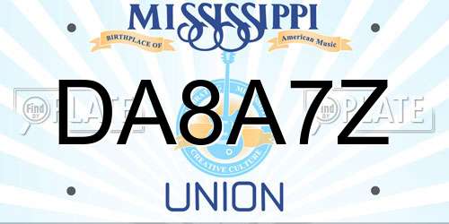 DA8A7Z Mississippi License Plate