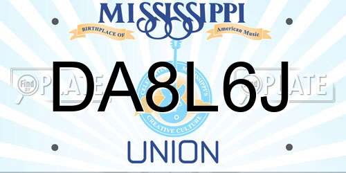 DA8L6J Mississippi License Plate