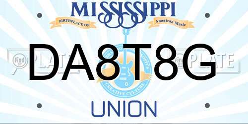 DA8T8G Mississippi License Plate