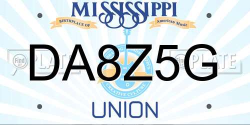 DA8Z5G Mississippi License Plate