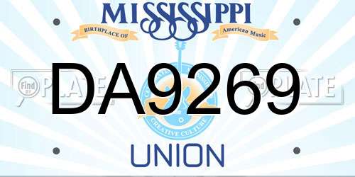 DA9269 Mississippi License Plate