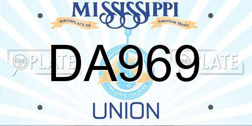 DA969 Mississippi License Plate