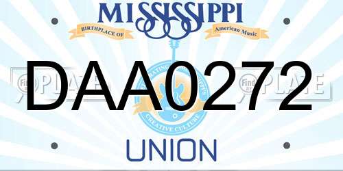 DAA0272 Mississippi License Plate