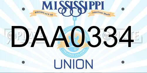 DAA0334 Mississippi License Plate