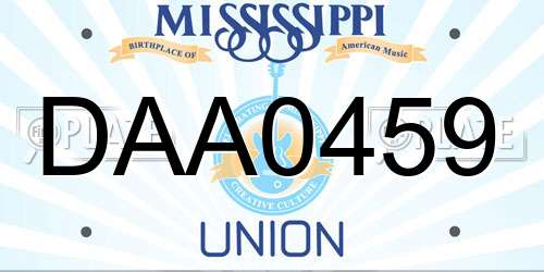 DAA0459 Mississippi License Plate