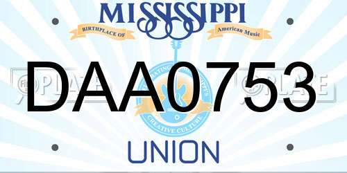 DAA0753 Mississippi License Plate