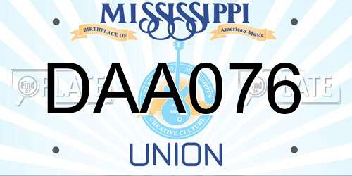 DAA076 Mississippi License Plate