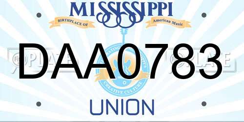 DAA0783 Mississippi License Plate