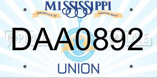 DAA0892 Mississippi License Plate