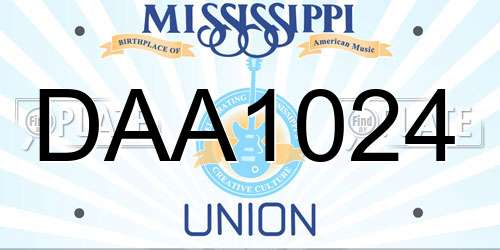 DAA1024 Mississippi License Plate