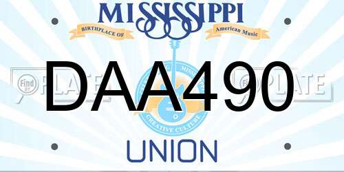 DAA490 Mississippi License Plate