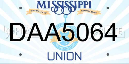 DAA5064 Mississippi License Plate