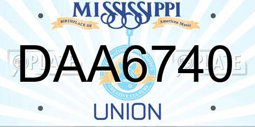 DAA6740 Mississippi License Plate