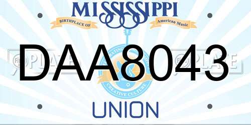 DAA8043 Mississippi License Plate