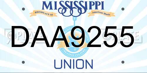 DAA9255 Mississippi License Plate