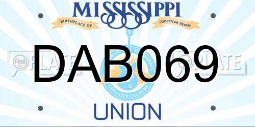 DAB069 Mississippi License Plate
