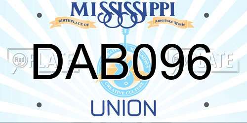 DAB096 Mississippi License Plate
