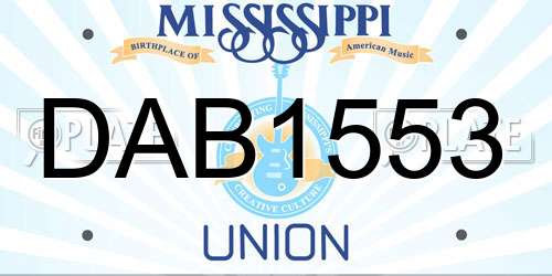 DAB1553 Mississippi License Plate